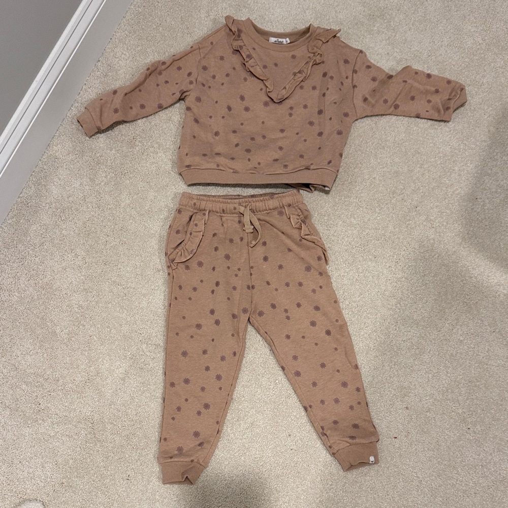 Kids Polka Dot Matching Set - Brown